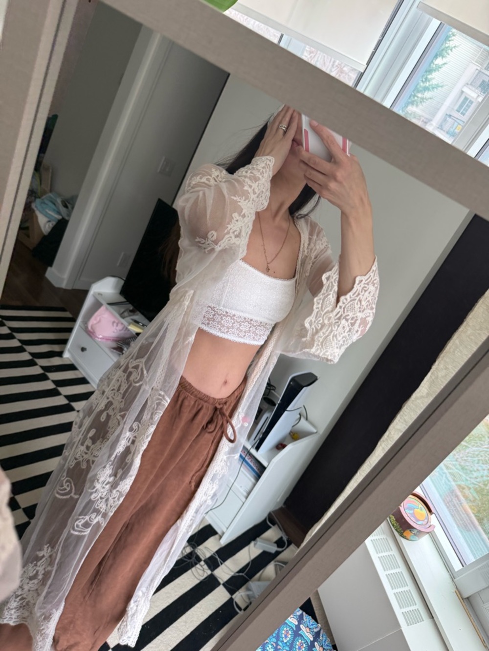 Wishlist Cream Lace Sheer Long Robe
Cardigan